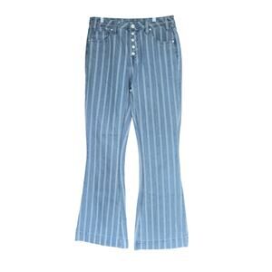 Rock & Roll High Rise Trouser Blue Stripes Button Fly Size 29x34